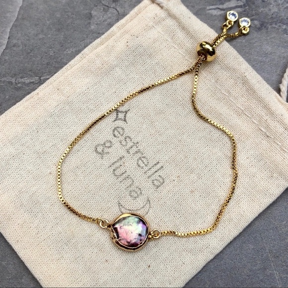 Stunning Natural Peacock Pearl 18K Gold Bracelet - Picture 6 of 7